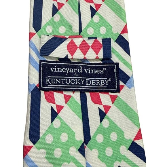 Vineyard Vines Kentucky Derby Silk Tie Patchwork Print 60" USA - Picture 2 of 4